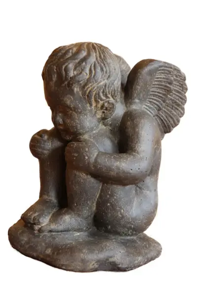 Product image 1 of the product “Angel sitting, cast stone, 37cm height, antique finish ”